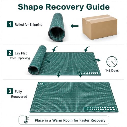 Large Cutting Mat, 35" x 23", 1 Pack Double-Sided 5-Ply Self Healing Cutting Mat, for Sewing, Quilting, Scrapbooking & Craft, Large Craft Cutting Board for Hobby Use(A1), Green