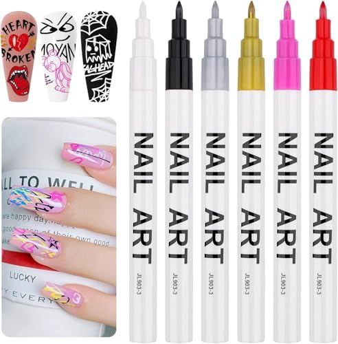 Kalolary Nail Art Pens Set 6 Color 3D Nail Art Makers