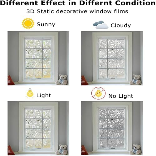 LEMON CLOUD Window Privacy Film, Tulip Stained Glass Sticker 11.8″ x 78.7″
