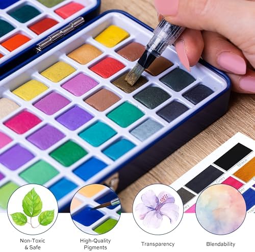 finenolo Watercolor Paint Set, 100 Colors Professional Grade Watercolor Kit