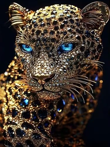 Xylogist Black Cheetah Diamond Art Kits for Adults 12 x 16 Inch