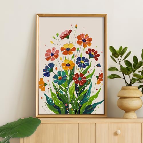 Framed Paint by Numbers Kit for Adults Beginners – Colorful Easy Flowers