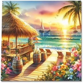 Diamond Art Kits for Adults Beach,Diamond Painting Kits 13.8x13.8inch