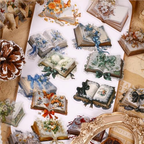 120 Pcs Vintage Floral Book Stickers for Scrapbooking