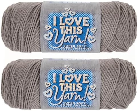 Hobby Lobby I Love This Yarn, 100% Acrylic, 201 Grey Beard, Set of 2