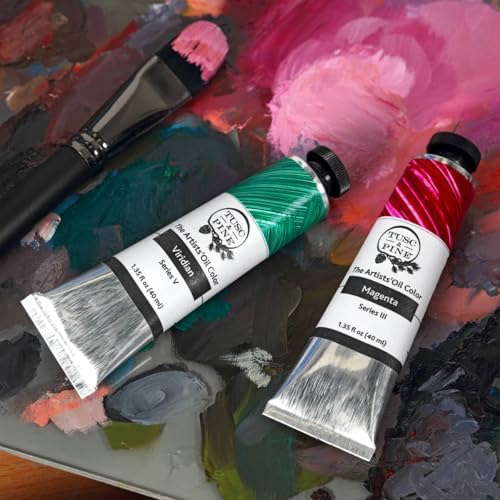 Tusc & Pine Artist Oil Paint - Set of 4 40ml tubes, Brilliant Hues - Non-Yellowing, Rich & Creamy Consistency, Max Pigment Load, Small Batch Milled Oil Paints Made in the USA for Professional Artists
