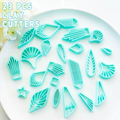 TAINSKY Leather Polymer Clay Cutters, Boho Clay Cutters, Multiple Clay Cutters for Polymer Clay Jewelry, 20 Pcs Tip Polymer Clay Cutters for Earrings