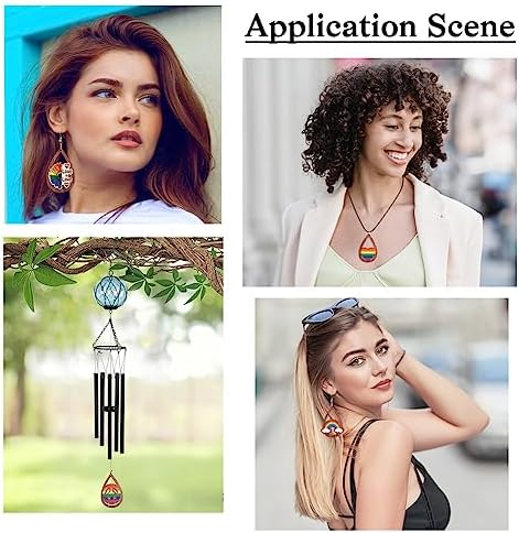 40pcs Gay Pride Wooden Earring Charms Rainbow Flat Teardrop Wood Pendants with Ear Hooks & Jump Rings for Pride Events Gay Month Parade DIY Jewelry Hanging Ornament Making