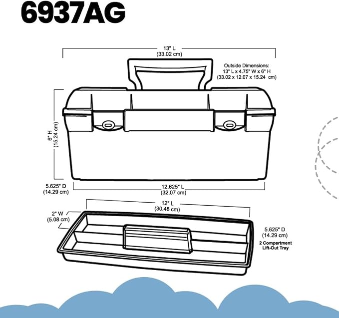 ArtBin 6937AG Essentials Lift-Out Tray Box, Portable Art & Craft Organizer with Handle and Tray, Clear/Aqua, Pack of 6