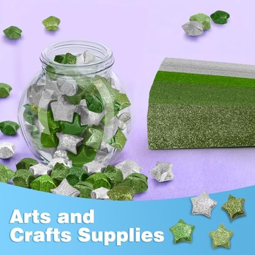 FoDau770 Glitter Star Paper Strips - 360 Sheet, Green Series