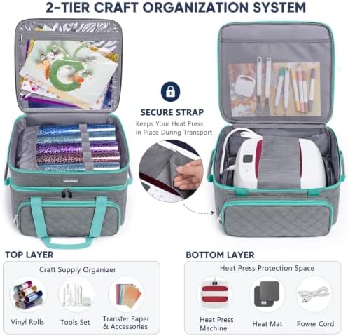 AMOIGEE Double-Layer Carrying Case, Craft Organizer for Cricut Accessories