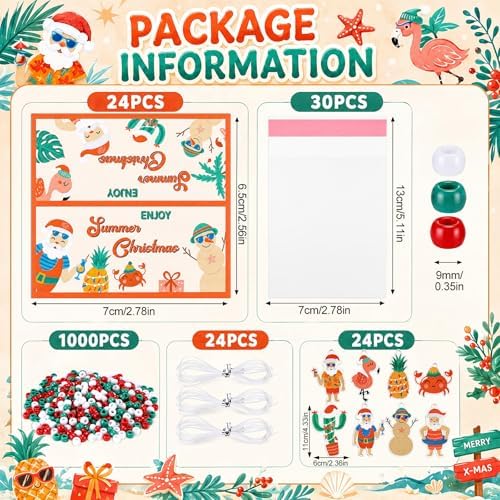 Soulchen 1102 Pcs/24 Sets Summer Christmas Beads Bracelets Craft Kit