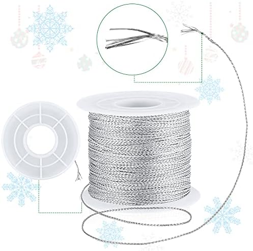 Shappy 440yards x 1mm Metallic Cord Tinsel Rope, Rose Gold Mix