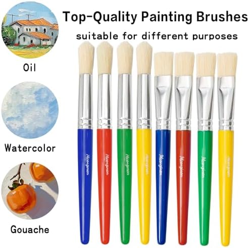 16Pcs Kids Paint Brushes Set for Watercolor, Acrylic & DIY Crafts