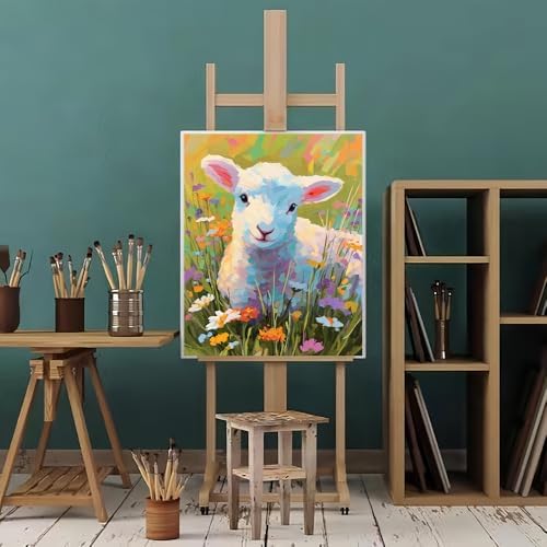 Natuyalo Sheep Paint by Numbers for Adults Animals DIY Paint by Numbers Acrylic Paint on Canvas Colorful Art Painting by Numbers Kits for Beginner 16x20 inch (Without Frame)