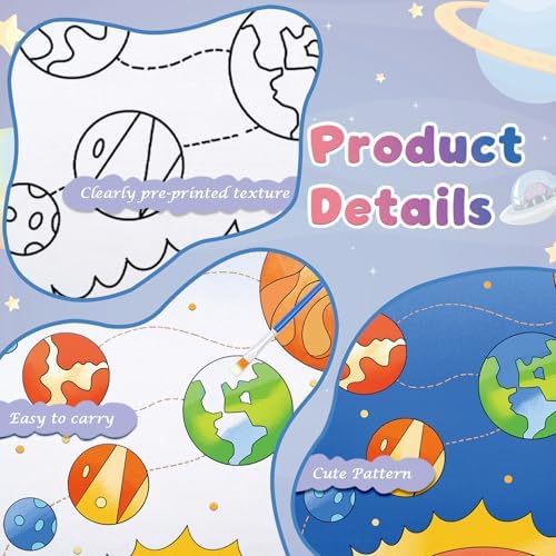 Anseal 12 Packs Pre Drawn Canvas to Paint, 4" X 4" Space Pre-Printed Canvas Paint Party, Stretched Outline Painting Boards for Beginners, Party Favor