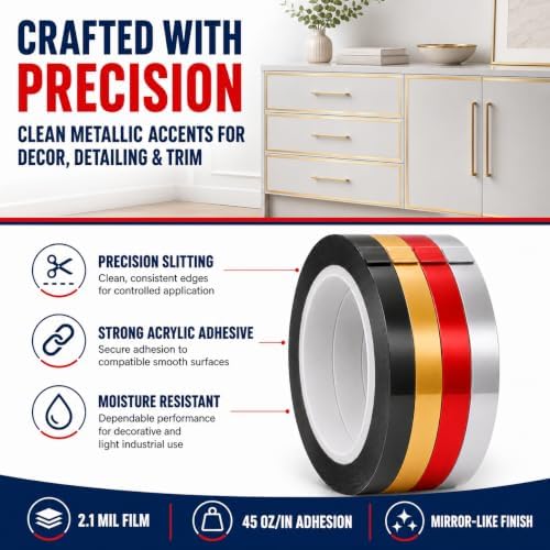 GGR Supplies MMYP-1 Black Metalized Polyester Film Tape, 3 Inch x 72 Yds