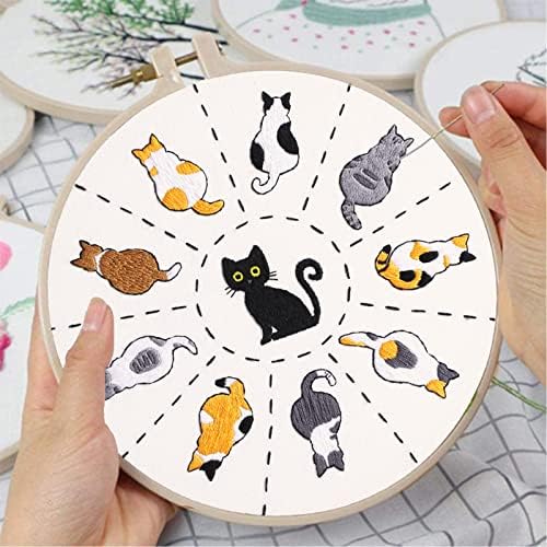 Louise Maelys Cute Cat Embroidery Kit for Beginners DIY Gift Craft