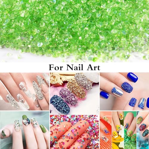 9 Box Transparent Broken Crushed Glass Glitter, 6.4oz/180g Irregular Shards Metallic Crystal Chips 2-4mm Chunky Flakes Sequins Gravel for Epoxy Resin Craft Supplies Nail Art DIY