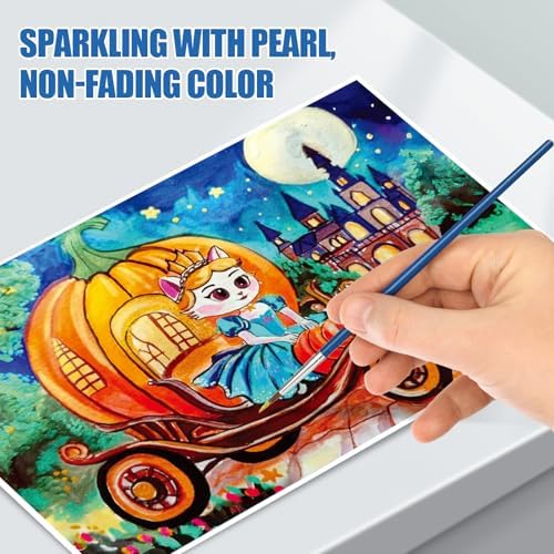 CraftyManor Mini Glitter Watercolor Paint Set, 20 Colors Shimmer Metallic Watercolour Painting Sets, Solid Pearl Water Color Paints for Adult, 1ml Trial Pack (Pumpkin Castle)