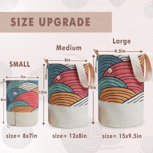 TOGETRUE Yarn Bag, Small Knitting Crochet Bag, Portable Yarn Storage Bags Organizer for Crocheting Project, Store Skein Ball, Short Knitting Needle (Small, Color Arc)
