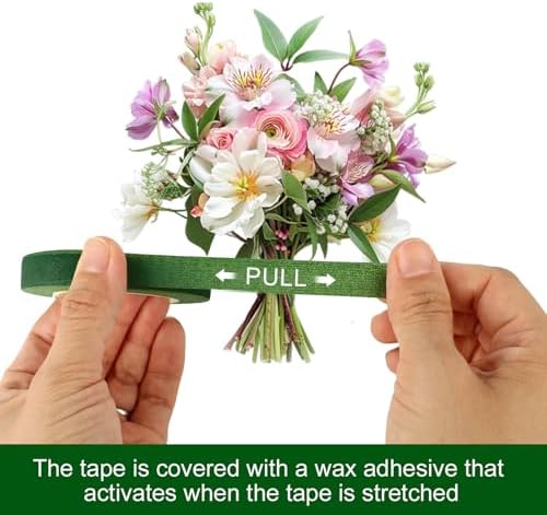 8 Rolls Floral Tape 1/2inch Flower Tape, Green Floral Tape | 30 Yards Florist Tape for Bouquet Stem Wrapping, Floral Crafts, Wedding Bouquet and Fresh Flowers