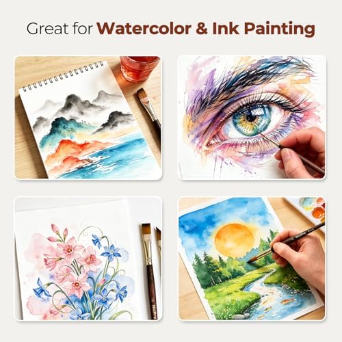Nicpro 6Pcs Travel Watercolor Brushes Set, Professional Paint Brush