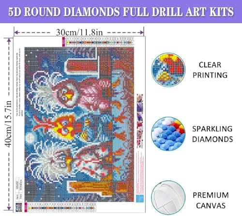 Chicken Diamond Art Kits for Adults, 5D Chicken Diamond Painting Kits for Beginners, Round Full Drill Diamond Art Painting Kit DIY Crystal Rhinestone Funny Gem Art Craft for Home Decor 12 x 16 Inch