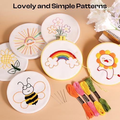 Pllieay 6PCS Embroidery Kit for Beginners, Needlepoint Kits for Beginners