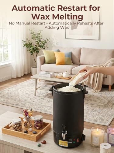 FOHERE 20lb Wax Melter for Candle Making, 9PCS Kit with Precision Temp Control (131-250°F) | Anti-Clog Spout, Scoop & Scraper Soy Beeswax Candle Maker Machine (Not for Gel Wax)