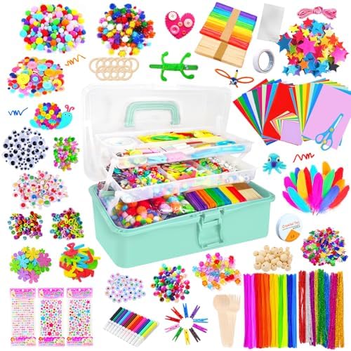 Itopstar 3000+ Kids Arts and Crafts Supplies for Kids Ultimate Crafting Supply Set in Portable 3 Layered Plastic Art Box Hobby Craft Set for Creative Projects (Ages 8+)