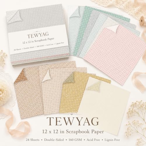 Pastel Scrapbook Paper Double Sided 12x12 Polka Dots Geometric 24 Sheets