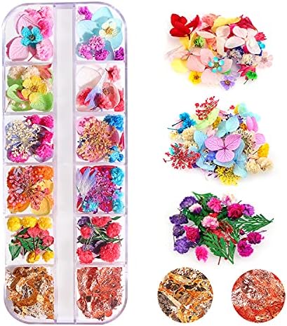 Dried Flowers & Foil Nail Art Kit - 108PCS, Accessories for Resin Mold