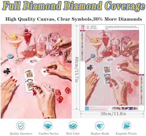 Pink Diamond Art Kits for Adults, Diamond Painting Kits 12x16 Inch
