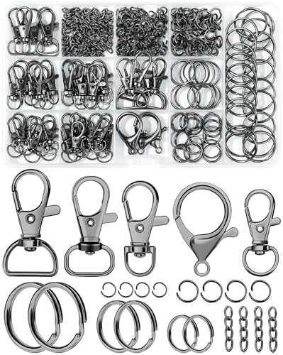325PCS FIVEIZERO Keychain Making Kit - Black Keychain Clips with Key Rings