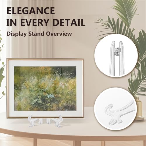Artliving 10 Inch Clear Plastic Easels or Stand/Plate Holders to Display Pictures or Other Items at Weddings, Home Decoration, Birthdays, Tables (6 Pack)