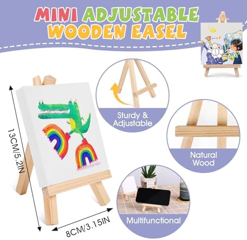 ESRICH 6 Set Mini Acrylic Paint Kit, Mini Stretched Canvas with Easel