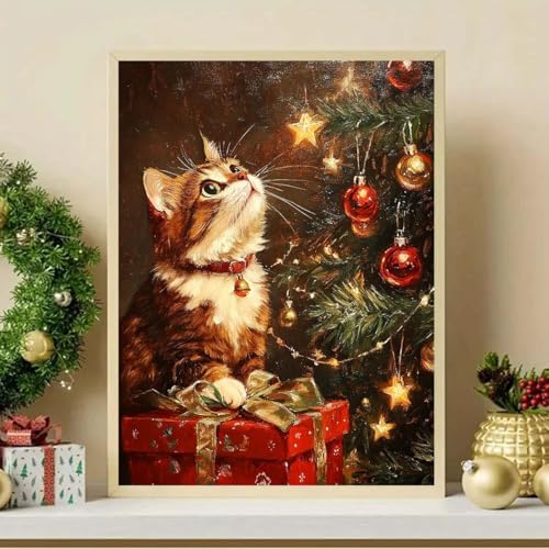 ijbnhd Christmas Cat Diamond Art Kits for Adults