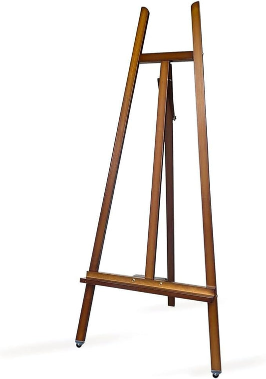 A-Frame Wooden Display Easel, Lyre Beechwood Studio Easel Stand, Brown