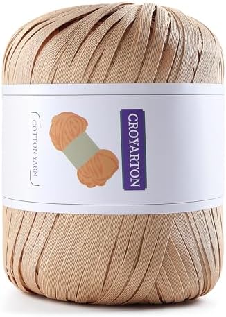 Raffia Ribbon Yarn for Crochet Brown Cotton Yarn for Crocheting Beach Hat