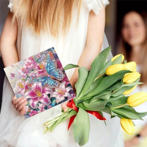 LSQFS 6Pcs Butterfly Diamond Painting Greeting Cards Kits for Adults