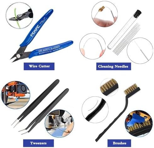 49Pcs 3D Printer Accessories Kit, 3D Printing Tools Set Includes Nozzle Cleaning Kit, Deburring Tools, Needle Files, Removal Tools, Craft Knife, Tweezers, Cutting Mat for 3D Prints Finishing