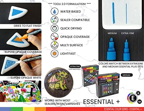 Acrylic Markers, Paint Pens Assorted Vibrant Markers for Rock Painting, Canvas, Glass, Mugs, Wood, Ceramic, Fabric, Metal, Scrapbooking. Non Toxic, Quick Dry, Multi-Surface, Lightfast (MEDIUM)