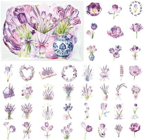 56Pcs Natural Flower PET Stickers Set