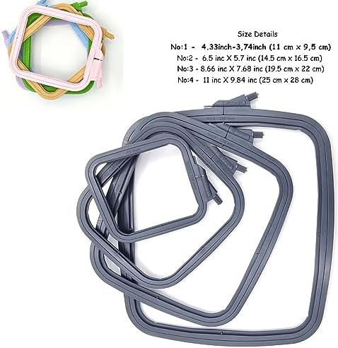 Nurge Square Embroidery Hoop - Plastic Cross Stitch Frame for Needlepoint & Embroidery - Adjustable Craft Hoop - Anthracite - No:1 (X Small)