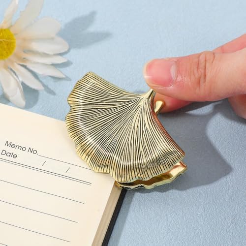 Vintage Plant Metal Bookmark Clips - Tree of Life/Tulip/Ginkgo Leaf Journal Clips, Traveler's Notebook Accessories, an Ideal Gift for Book Lovers and journaling Enthusiasts (Ginkgo Leaf Style B)