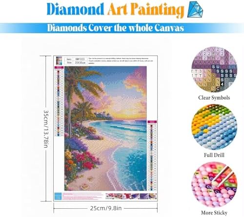 Acelii 12 Pack Summer Beach 5D Diamond Painting Kits, Full Drill Ocean Theme 5D Diamond Art Kits for Adults, Colorful Coastal gem Art Kits, Art Painting Set for Beach Home Wall Decor 9.8x13.8 Inch