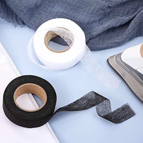 Outus 2 Rolls Hemming Tape Fabric Adhesive Hem Iron on No-Sew Hemming Tape for Pants Each 1/2 Inch (White)