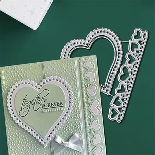 Cutting Dies Metal Stencils Scrapbooking Tools DIY Embossing Template for Paper Card Making Album Arts Crafts Supplies (Love Heart Border-10.2x12cm)