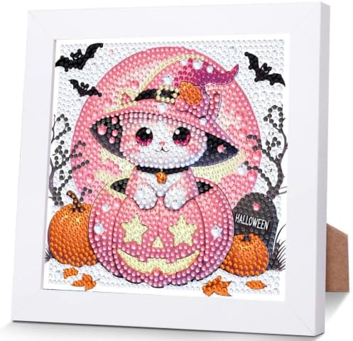 Cat Diamond Art Painting Kits for Kids with Frame Ages 4-8-12 (7x7 inch)
